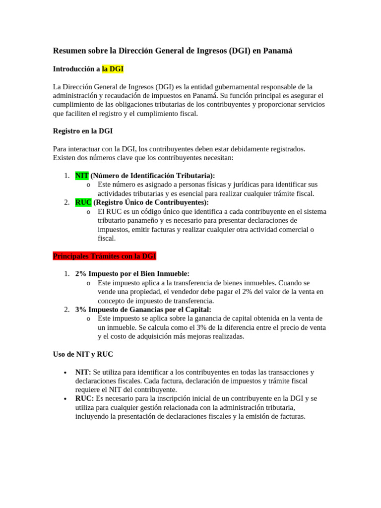 Qué es la DGI en Panamá | PDF | Impuestos | Evasión de impuestos