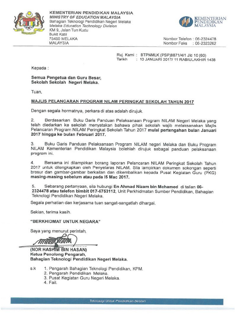 Majlis Pelancaran Program Nilam Peringkat Sekolah Tahun 2017 Pdf