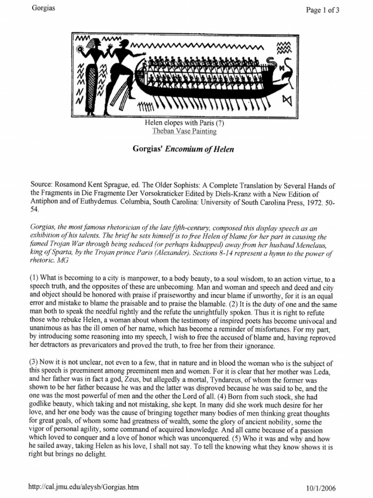 Gorgia's Encomium | PDF
