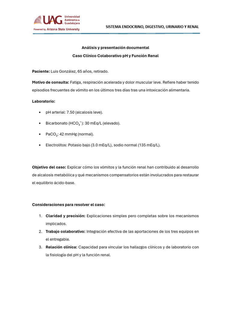 Caso+Cl%C3%ADnico+Colaborativo+ +PH+y+Funci%C3%B3n+Renal | PDF