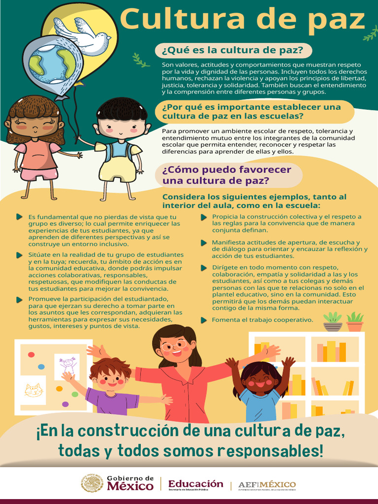 Infografía sobre Cultura de Paz Escolar | PDF | Tolerancia | Paz