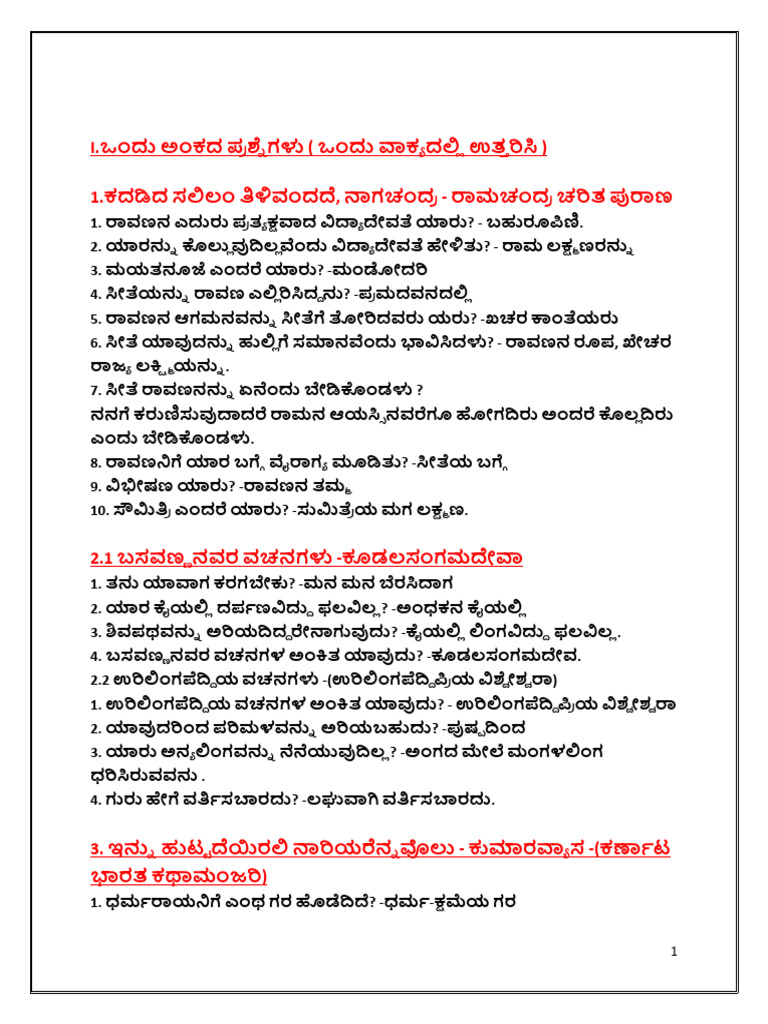 2nd Pu Im Kannada Notes 2024 25 Important Notes Pdf