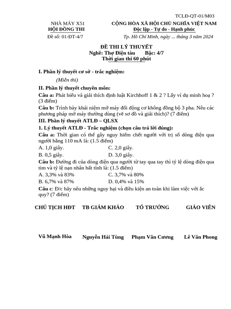 De Thi Ly Thuyet 4.7 | PDF