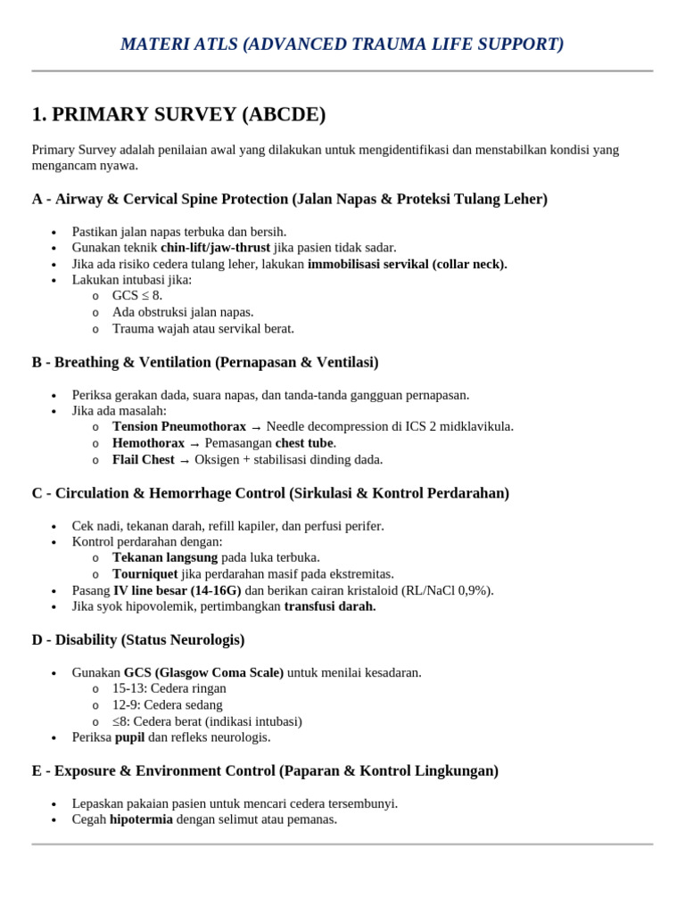 Panduan Lengkap ATLS untuk Trauma | PDF