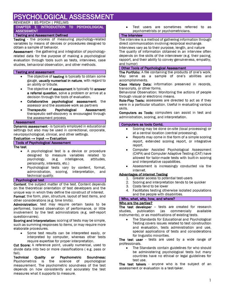 Introduction to Psychological Assessment | PDF | Psychometrics | Psychology