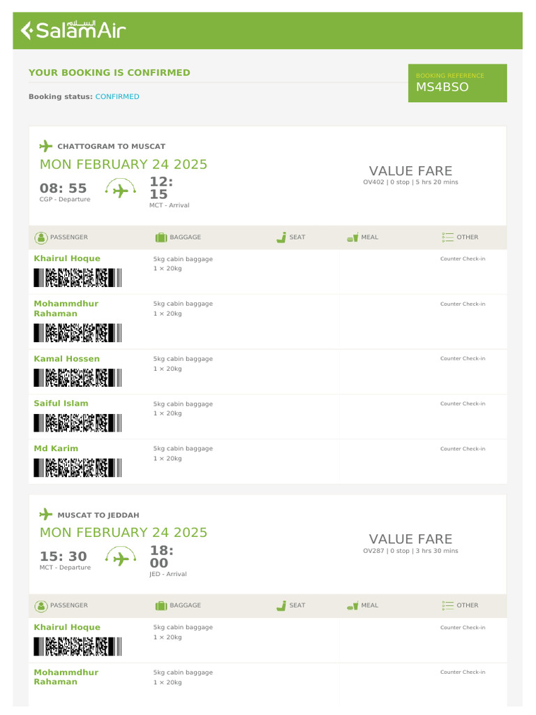 Confirmed Flight Booking Details | PDF