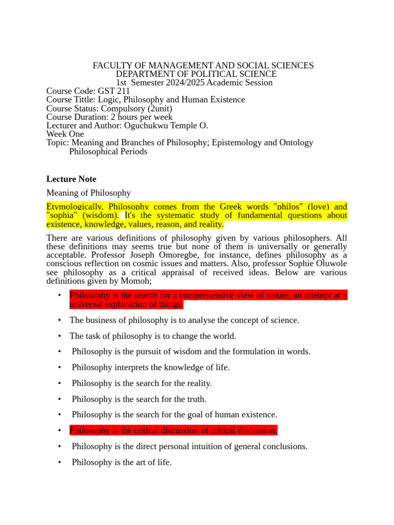 Week 1 New Lecture Note | PDF | Epistemology | Rationalism