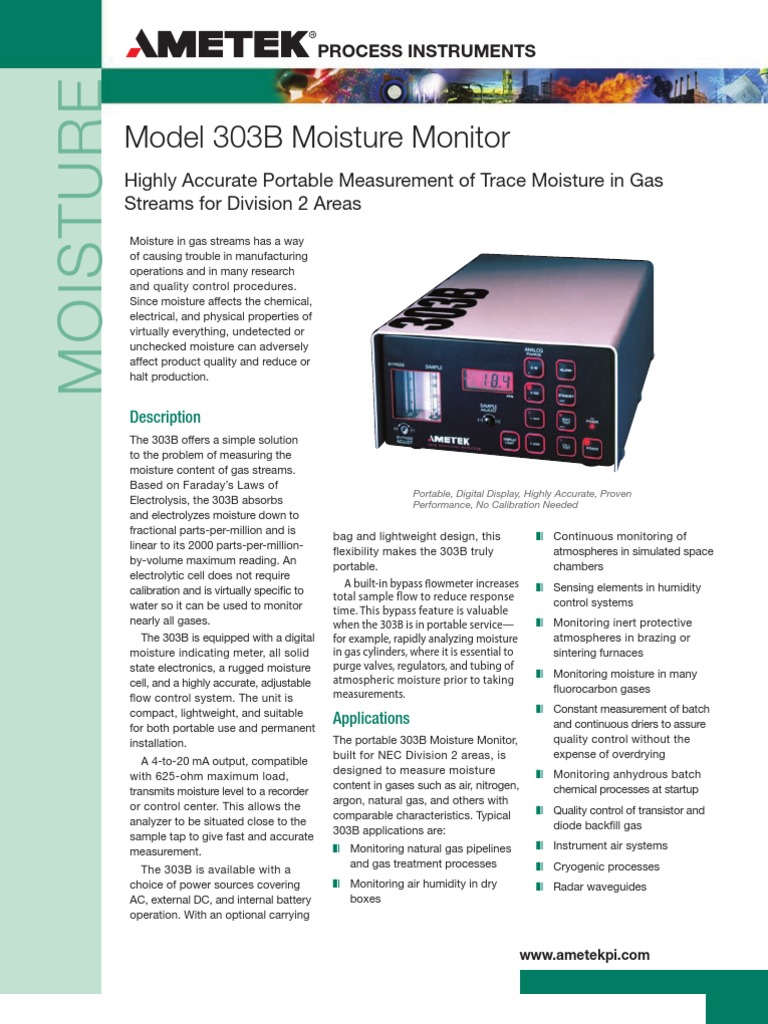 AMETEK 303B Moisture Monitor6 Battery (Electricity) Hydrogen