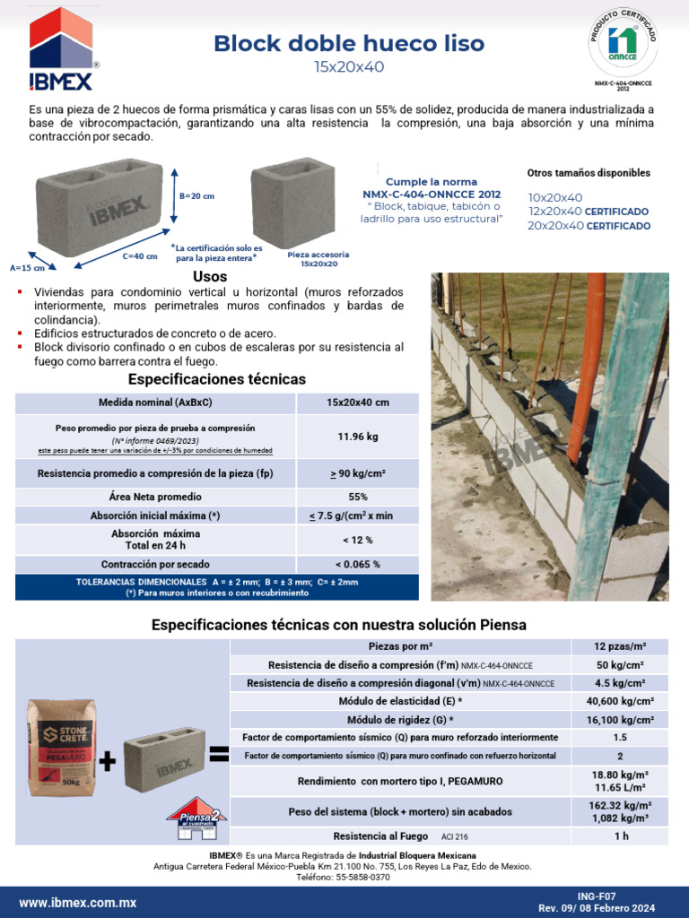 Block Hueco Liso de Concreto 15x20x40 | PDF | Hormigón | Ingeniería de ...