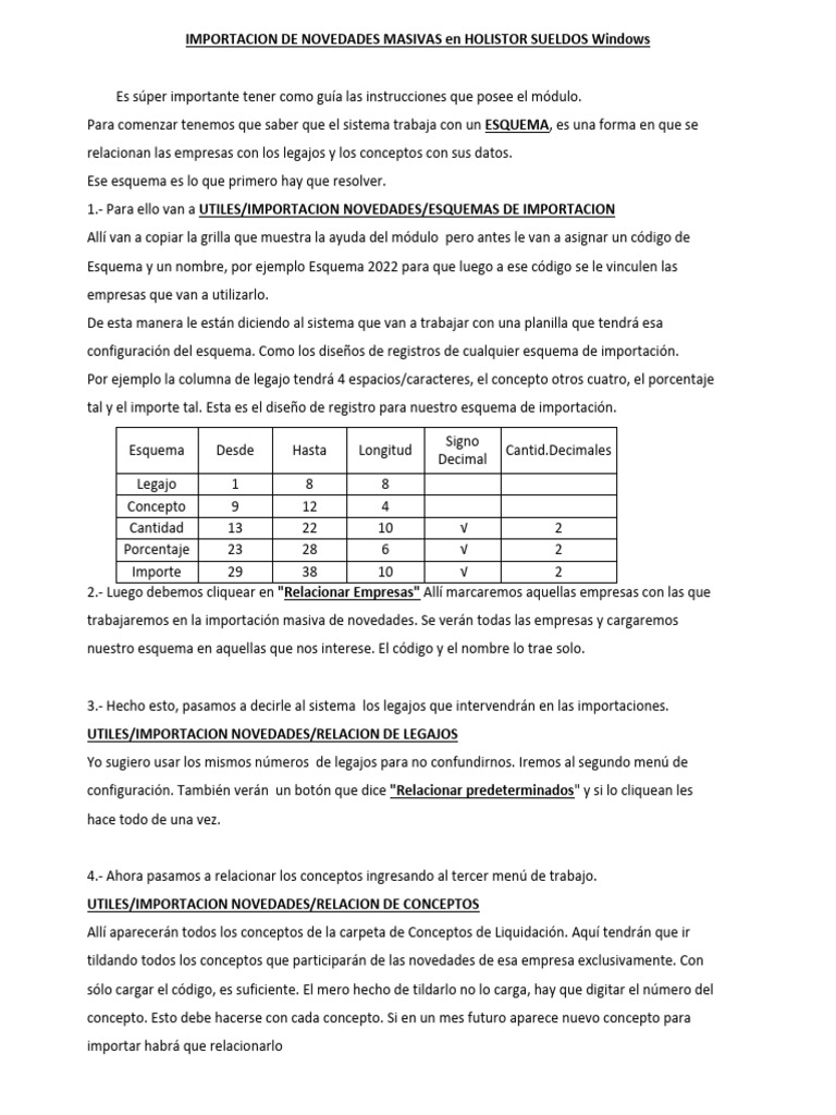 Importación Masiva en Holistor Sueldos | PDF | Informática | Software