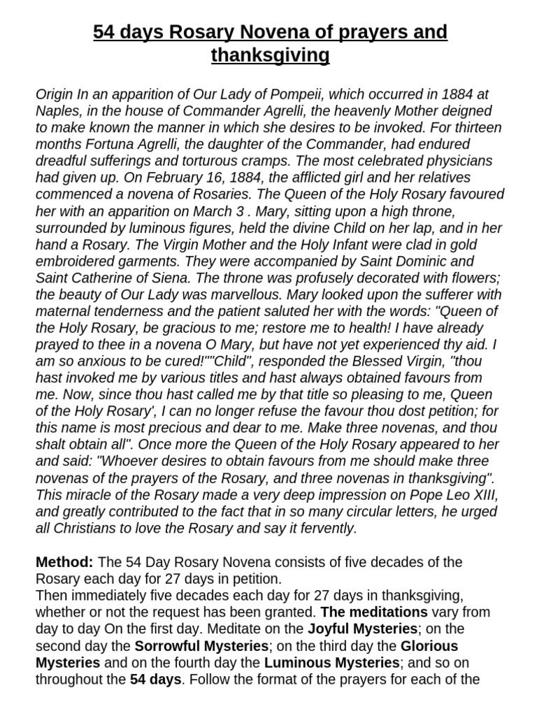 54 days prayer | PDF | Rosary | Lord's Prayer