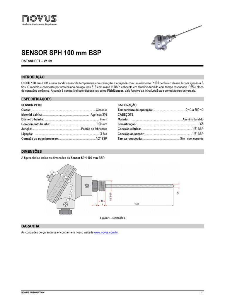 Sensor de Temperatura SPH 100 mm BSP | PDF