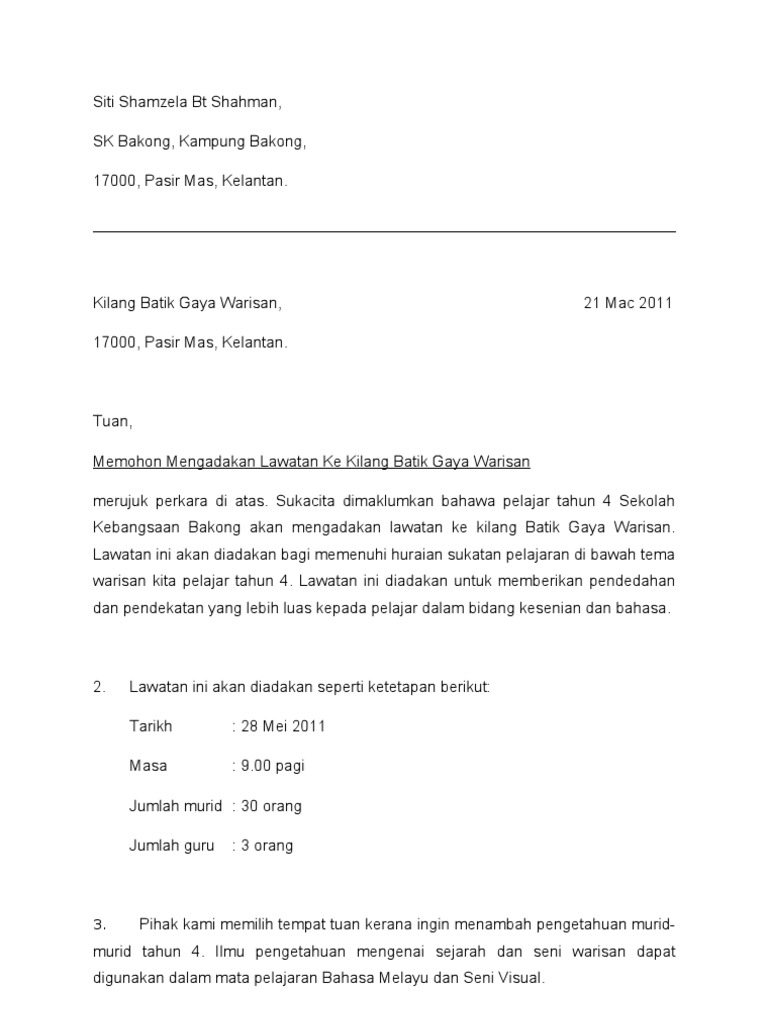 Surat Kebenaran Melawat Sekolah