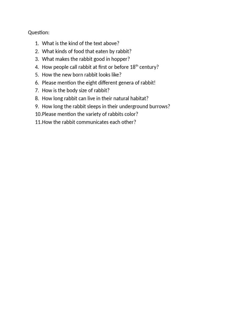 Soal Report Text Rabbit | PDF
