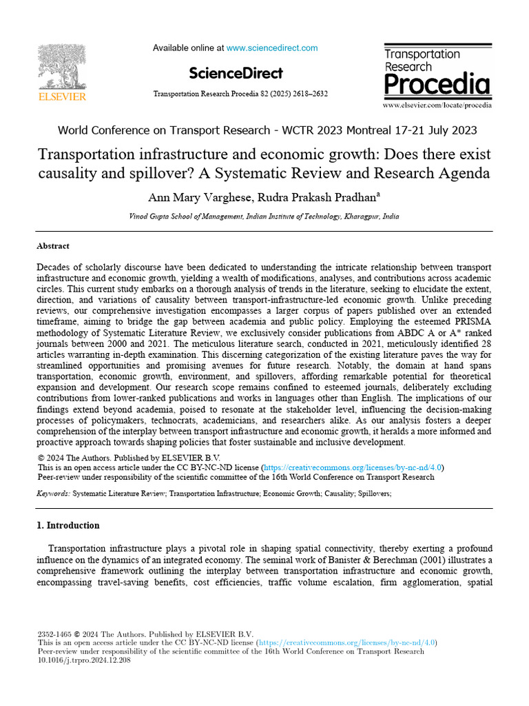 Transportation Infrastructure and Economic Growth | PDF | Systematic ...