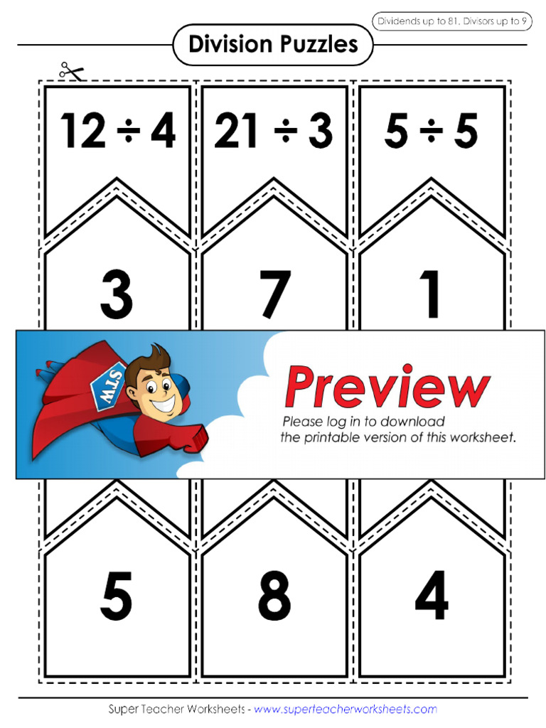 Division Puzzles Dividends 81 Divisors 9 | PDF