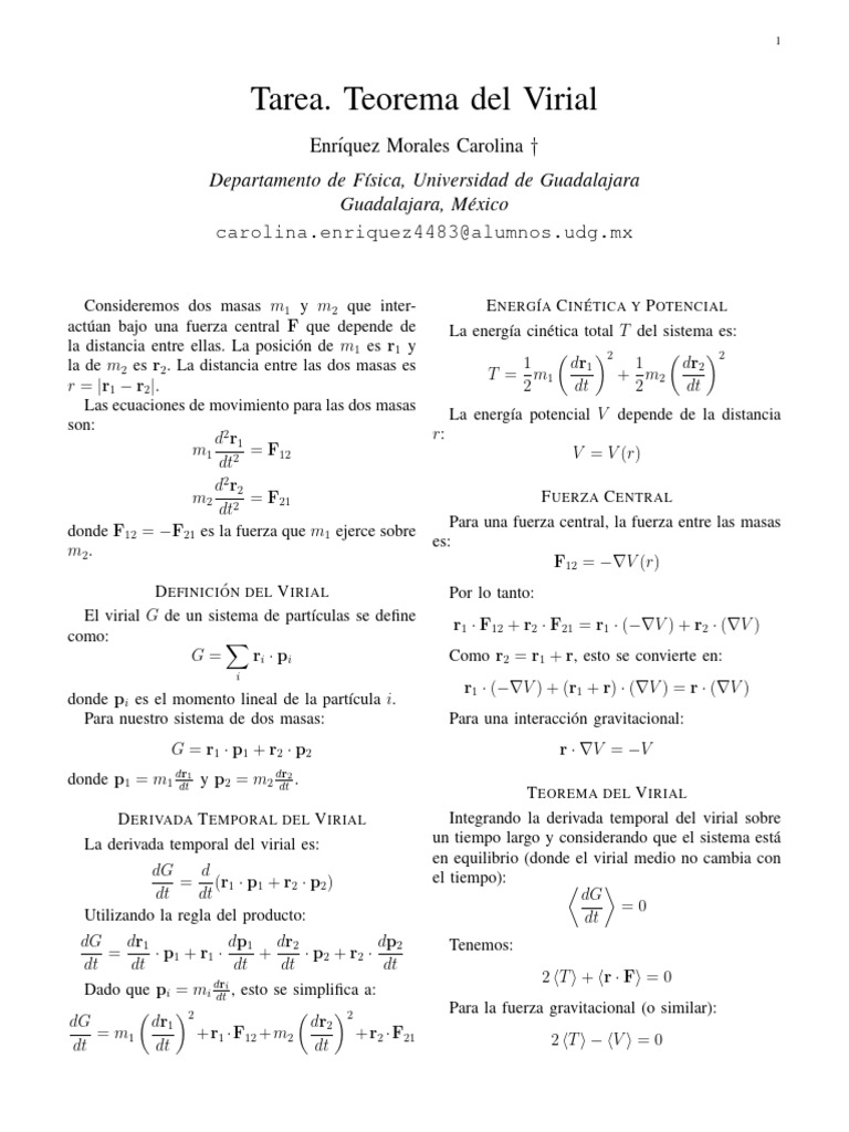 Teorema Del Virial | PDF | Mecánica de Medios Continuos | Ciencias fisicas
