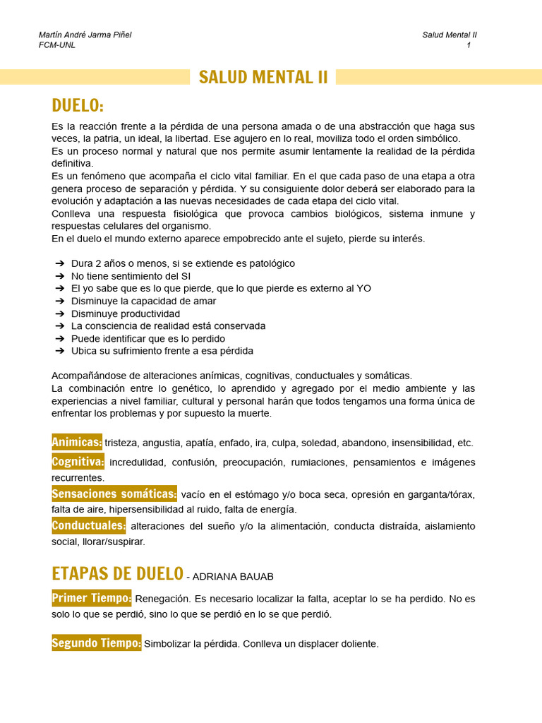 Etapas y Manejo del Duelo en Salud Mental | PDF | Memoria | Las emociones