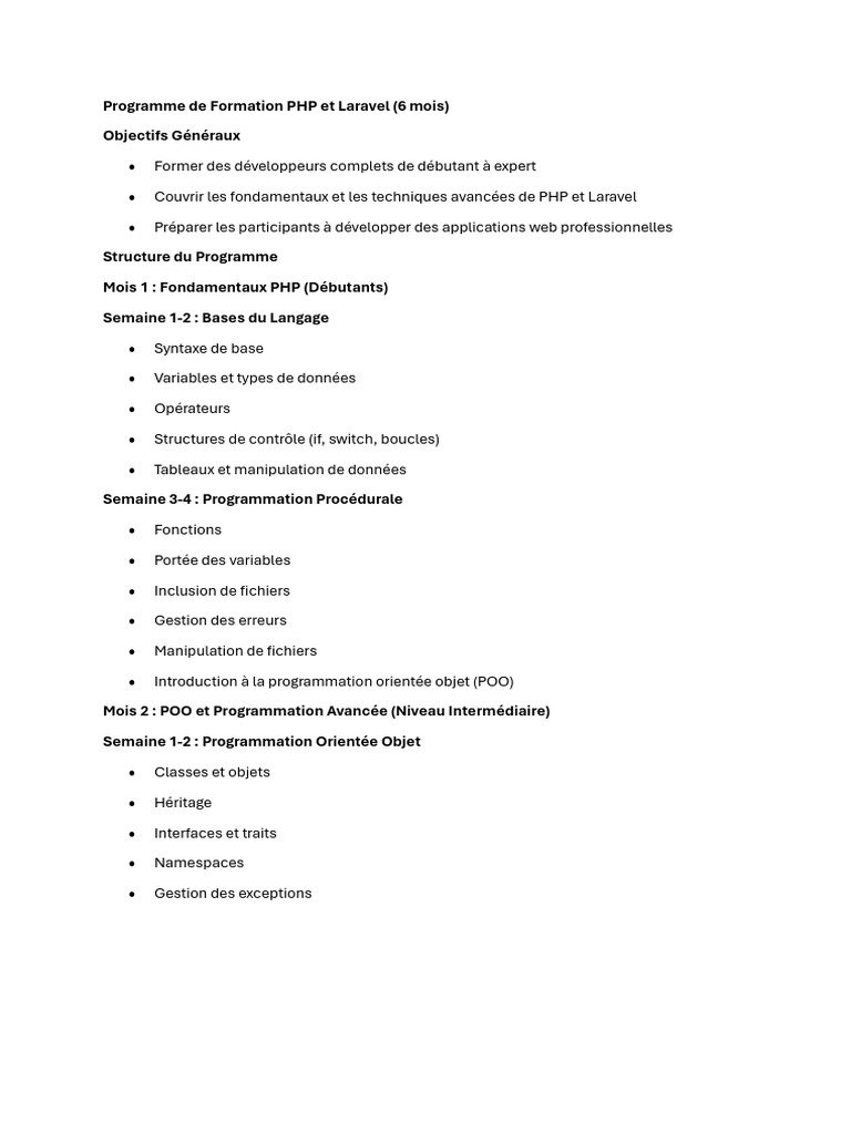 Formation PHP et Laravel Complète | PDF | PHP | Programmation orientée ...