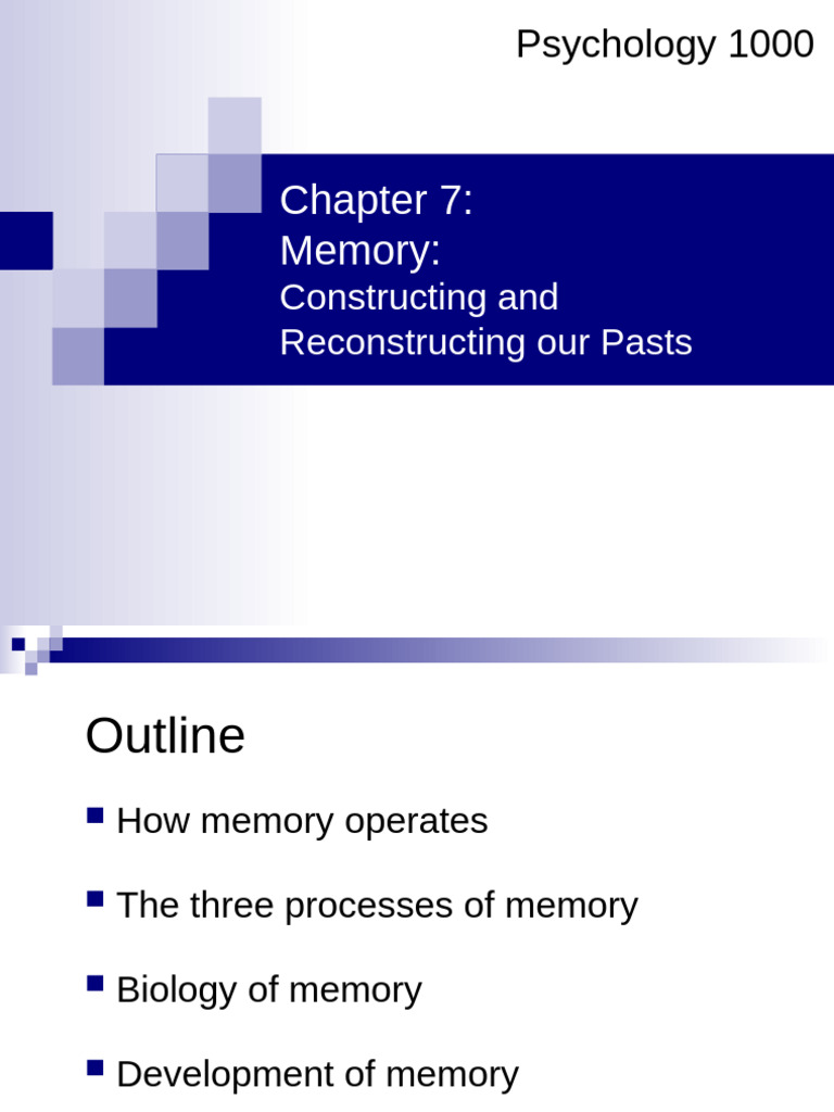 Week 8 (Chapter 7) Lecture Slides | PDF | Memory | Recall (Memory)