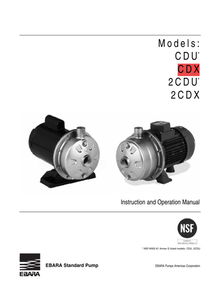 EBARA Pump Operation Manual Guide | PDF | Pump | Screw