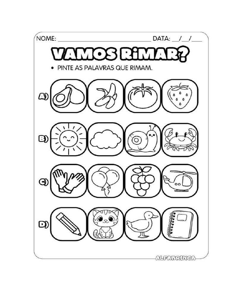 Atividade Rima Pre Ii | PDF