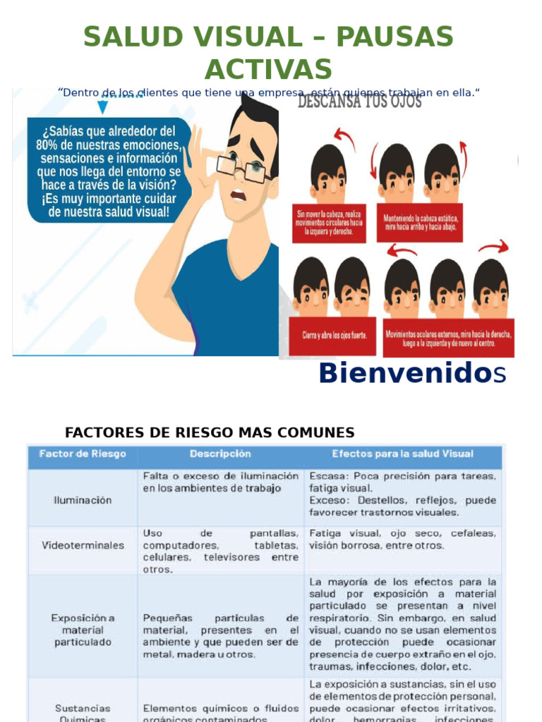 Cuida tu Visión: Pausas Activas Esenciales | PDF | Percepción visual