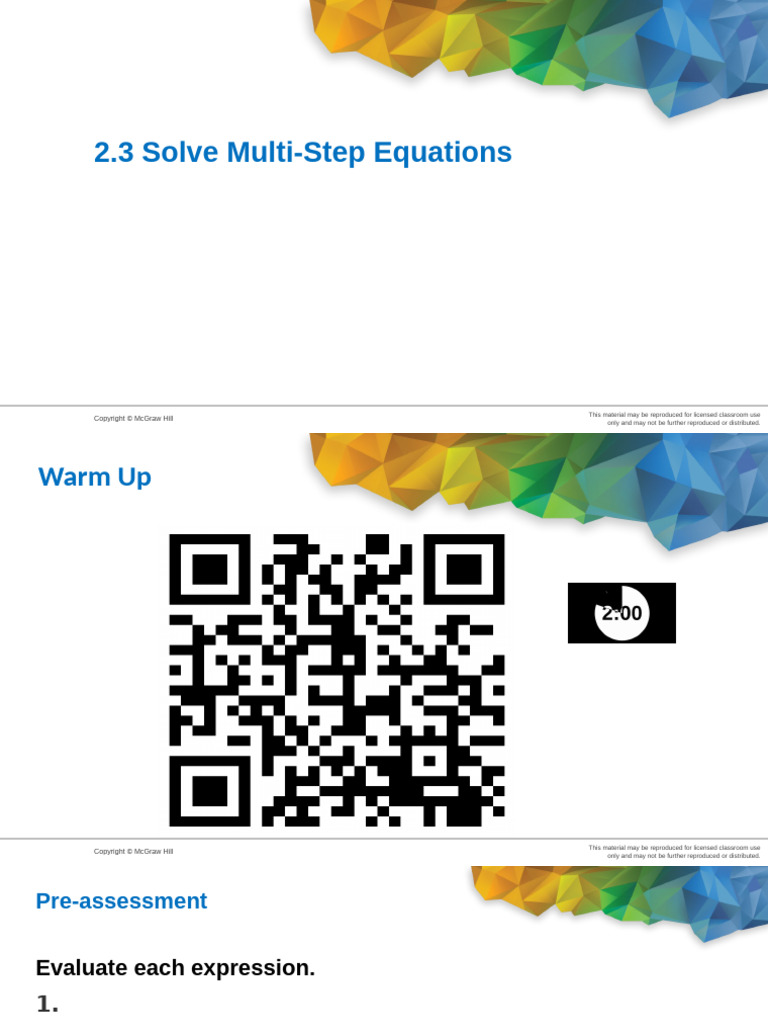 2.3 SolveMultiStepEquations | PDF