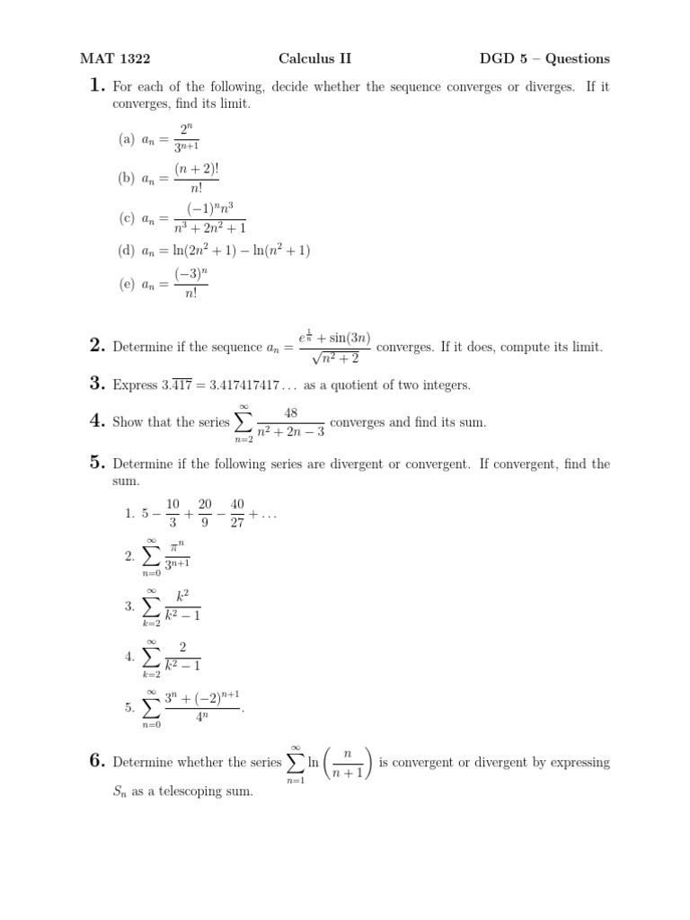 Calculus II Sequence and Series Problems | PDF