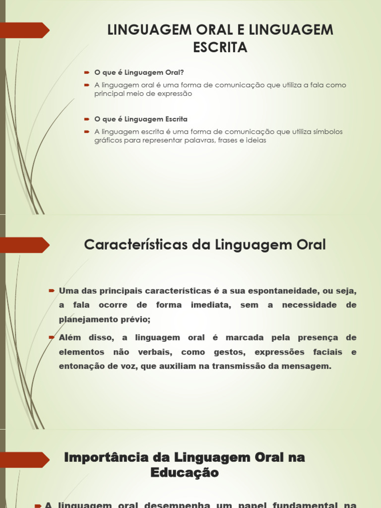 Aula 01 Linguagem Oral e Linguagem Escrita | PDF | Comunicação | Internet