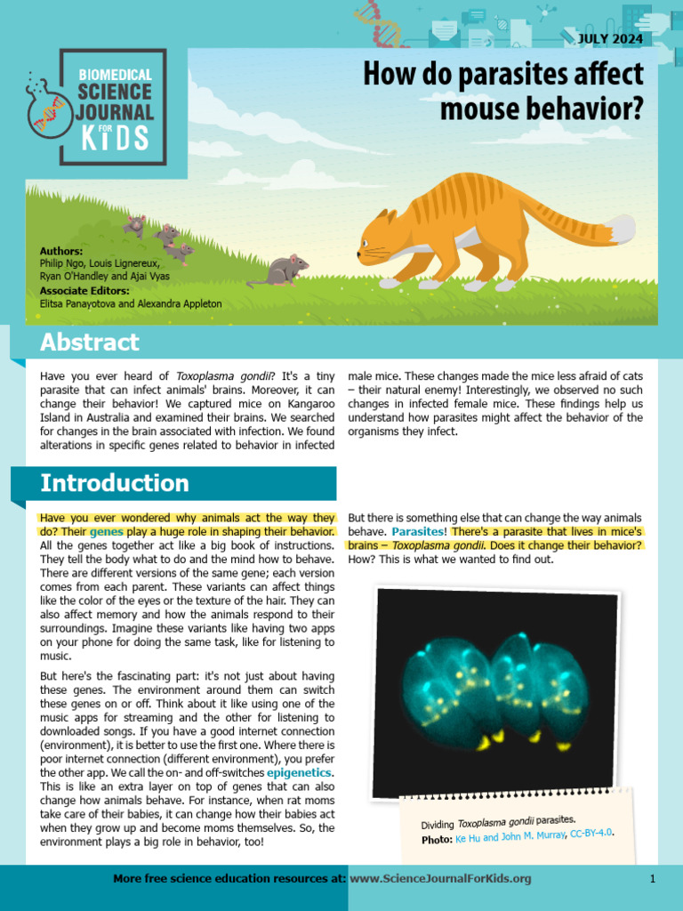Toxoplasma's Impact on Mouse Behavior | PDF | Mouse | Parasitism