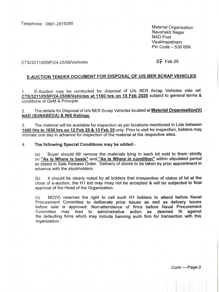 Tender Document Vehicles | PDF