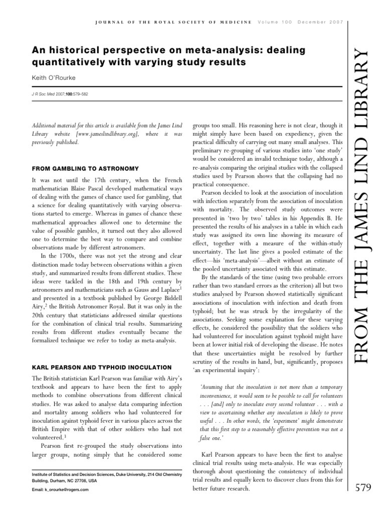 History of Meta-Analysis Techniques | PDF | Meta Analysis | Statistics