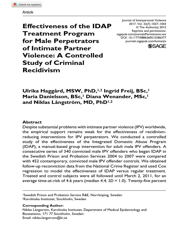 Haggard Et Al 2015 Effectiveness of The Idap Treatment Program For Male ...