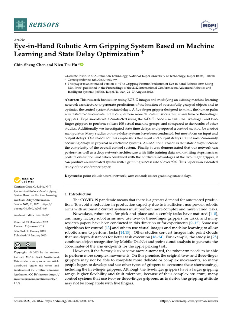 Eye-In-Hand Robotic Arm Gripping System Based On M | PDF | Robotics ...