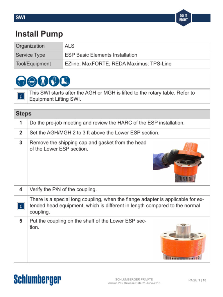 ESP Installation Standard Work Instruction | PDF | Mechanical ...