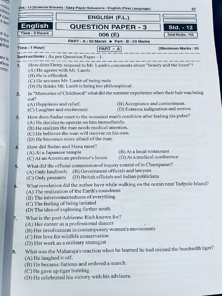 Set-3 English Sample Paper | PDF