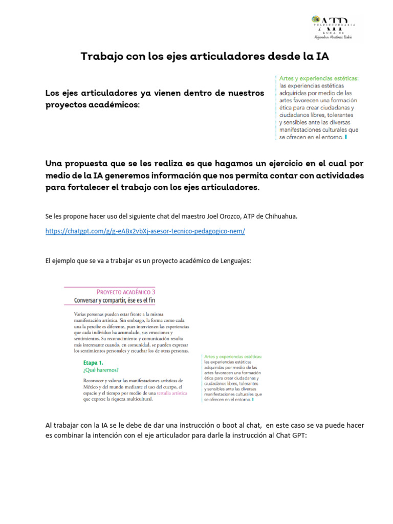 Trabajo Con Los Ejes Articuladores Desde La IA | PDF | Inclusión ...