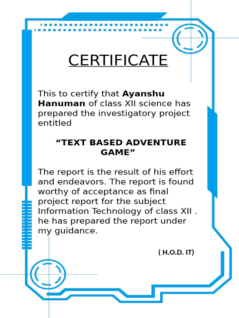 Text-Based Adventure Game Project Report | PDF