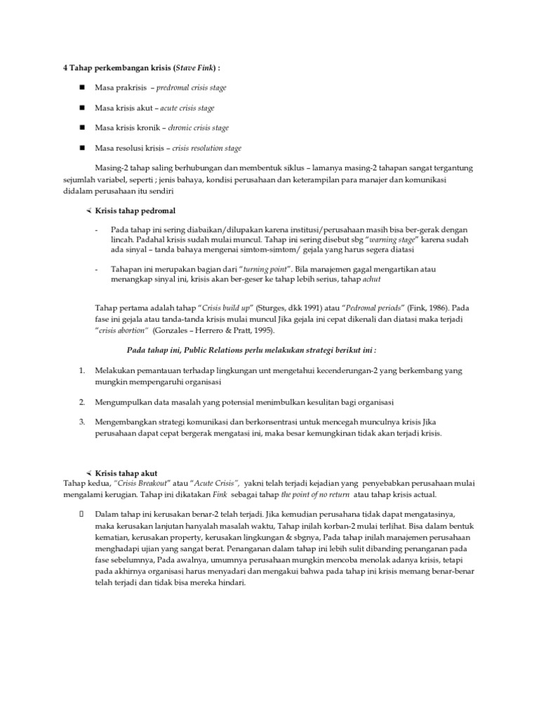 4 Tahap perkembangan krisis