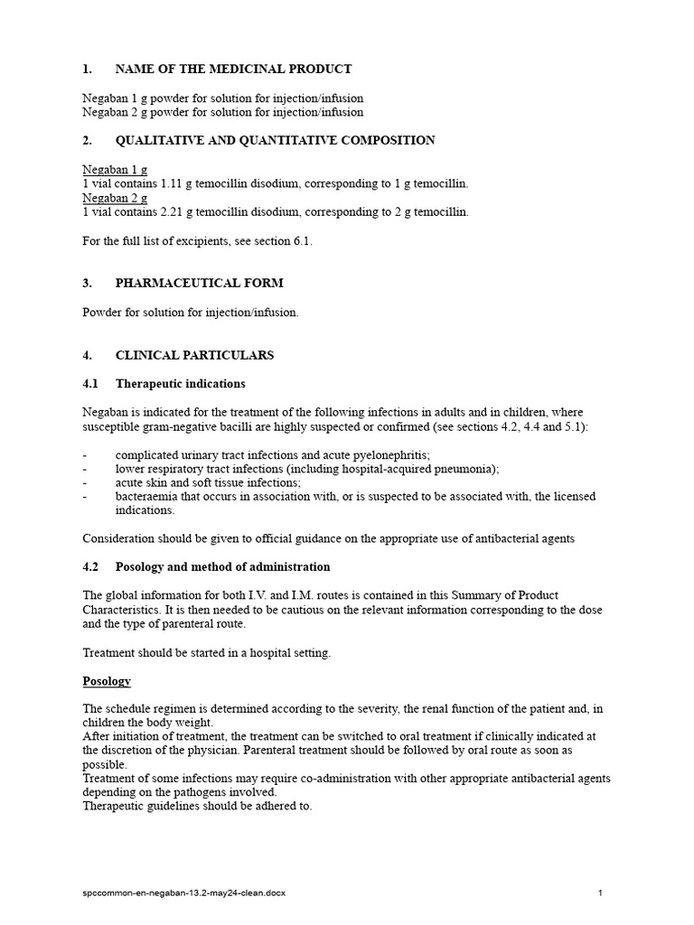 Negaban Injection: SPC Overview | PDF | Intravenous Therapy | Syringe