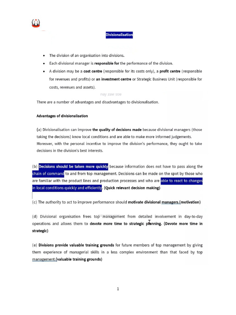 Divisioanl Performance Note | PDF