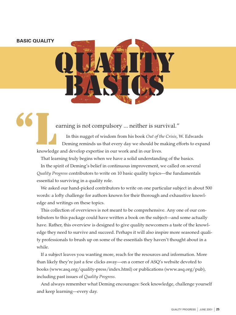 10 Quality Basics | PDF