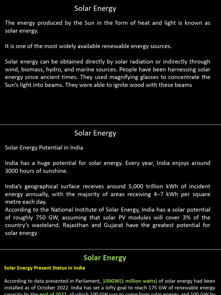 Solar Energy Potential in India | PDF | Biogas | Wind Power