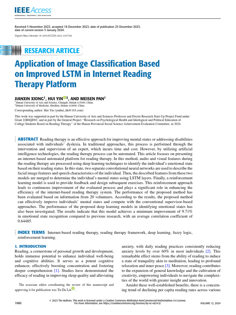 Improved LSTM for Internet Reading Therapy | PDF | Deep Learning | Learning