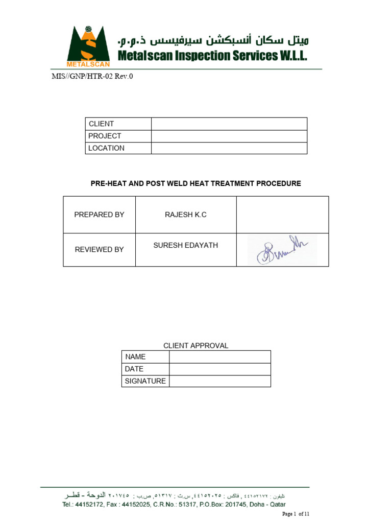 Mis - Pre-Heat and PWHT General Procedure | PDF | Thermocouple | Welding