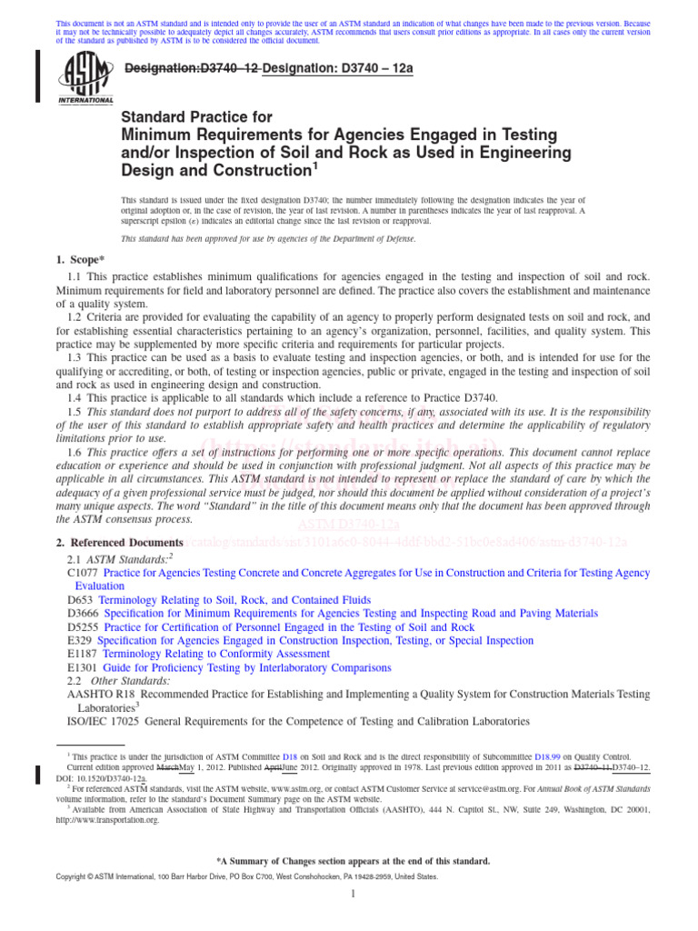 ASTM D3740 12a | PDF | Calibration | Verification And Validation