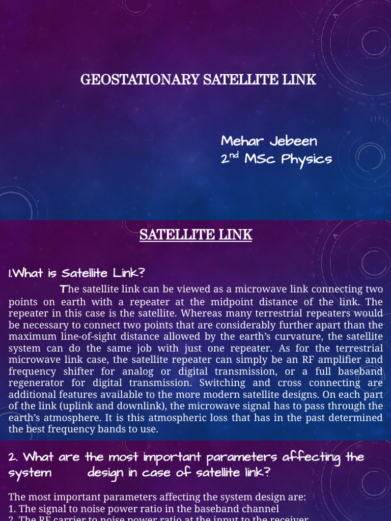 Understanding Geostationary Satellite Links | PDF | Modulation | Amplifier