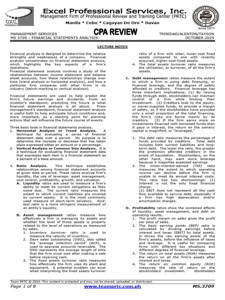 Financial Ratios for Sales Analysis | PDF | Equity (Finance) | Dividend