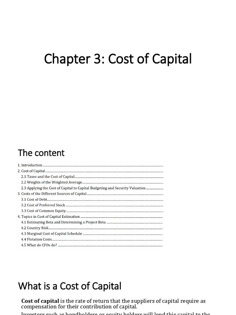 Understanding Cost of Capital Basics | PDF